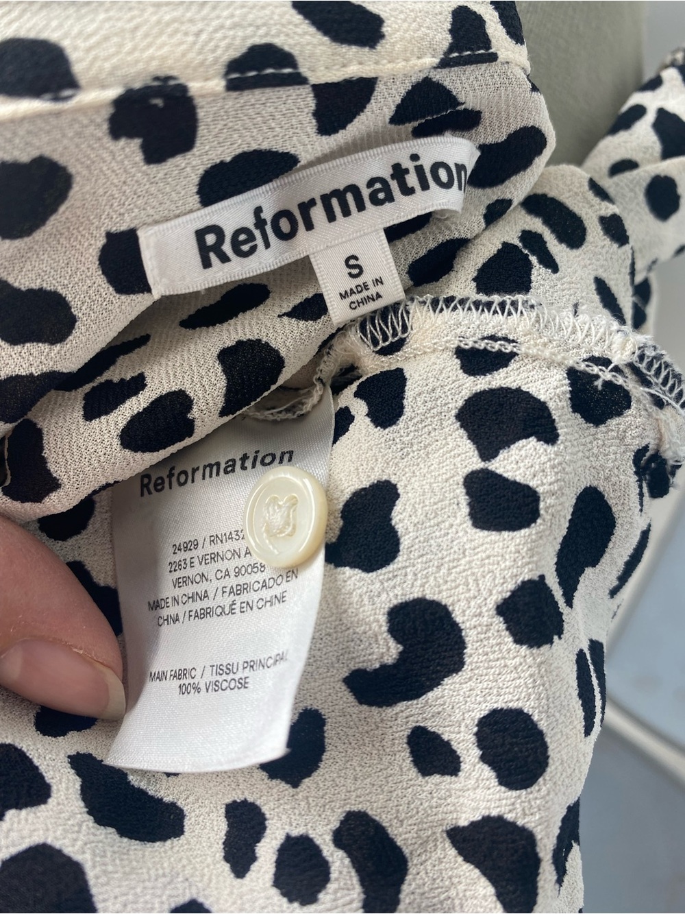 Reformation Cream and Black Leopard-Print Button Down Shirt - Picture 7 of 8